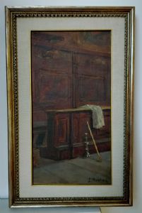 Salvatore Marchesi (Parma, 1852 - 1926) - Interior de Sacristía - firmado